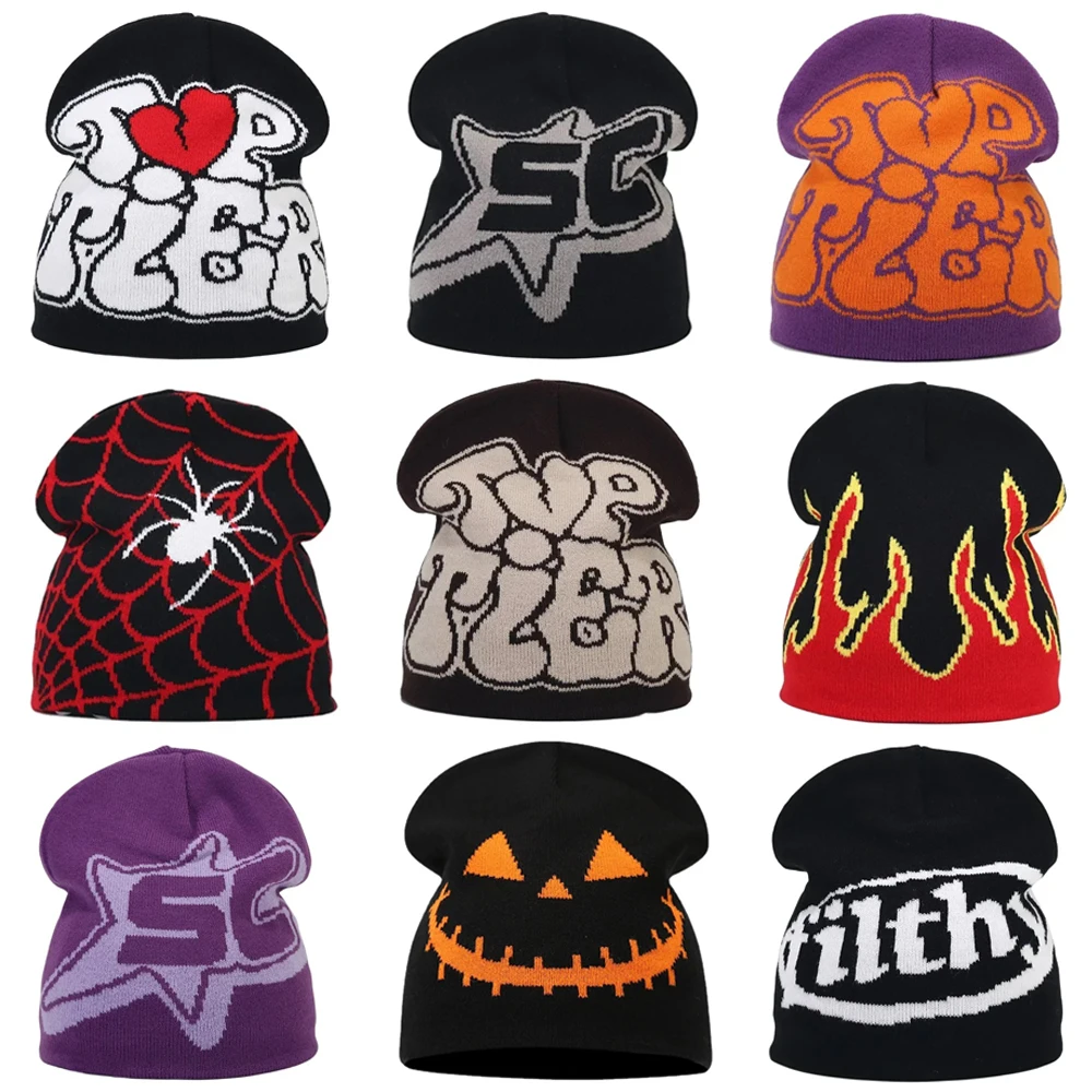 

New Y2K Letter Knitted Winter Autumn Beanie Cap Men Women Kanye Beanies Gorras Hombre Top Keep Warm Hat Wool Hip Hop Ear Hats