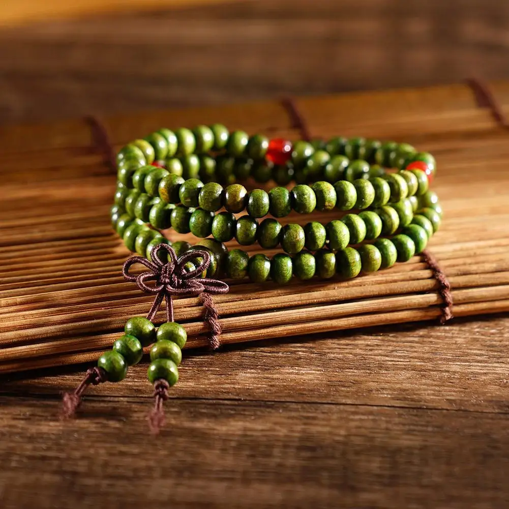 Green 6mm Natural Sandalwood Bracelets & Bangles For Women Buddhist Buddha Wood Prayer Bead Mala Unisex Men Jewelry Bijoux