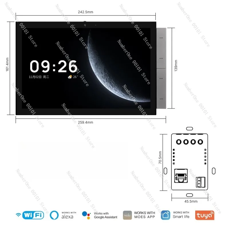 10.1inch Smart Control Panel Multi-Mode Wall-Mounted Wifi Zigbee Bluetooth PoE Smart Touch Panel Home Automation