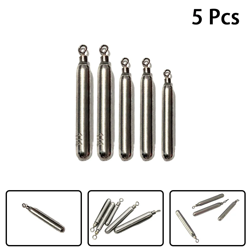 

Tungsten Steel Fishing Sinkers 5PCS Tube Bullet Weight Mold High-Density Metal Jigging Sinker for Casting Sea Freshwater Tackle