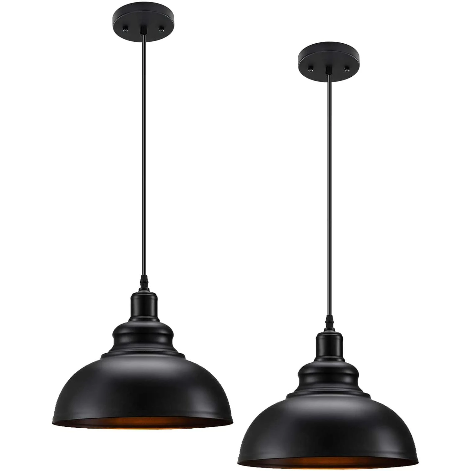 

Matte Black Pendant Light, Industrial Farmhouse Pendant Light Vintage Hanging Ceiling Lamp Fixtures for Kitchen Island, Barn