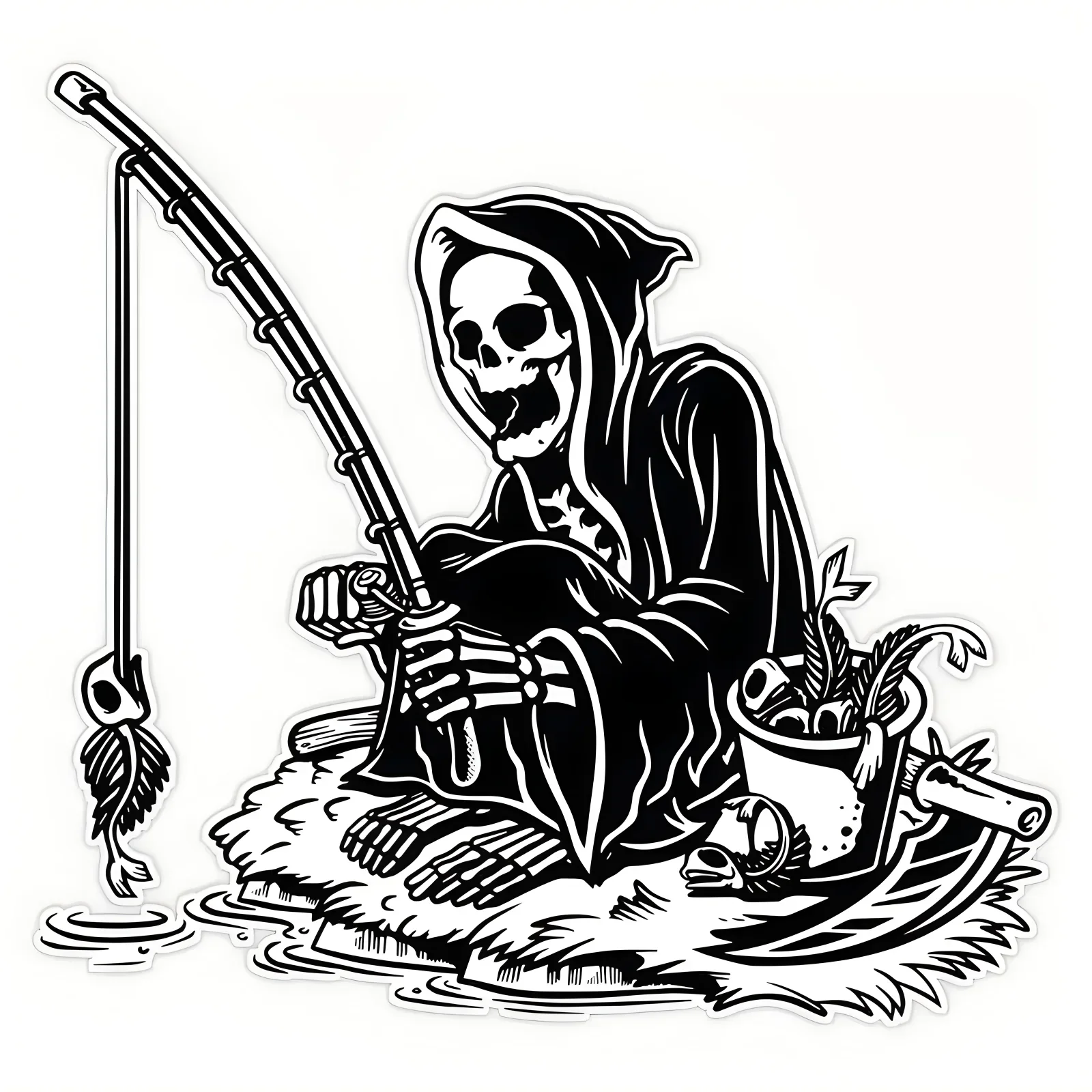 

Fishing Skull Car Stickers - Waterproof Vinyl Decals for Auto/Bike - Universal Skeleton Design Car/Truck/Bumper Stickers
