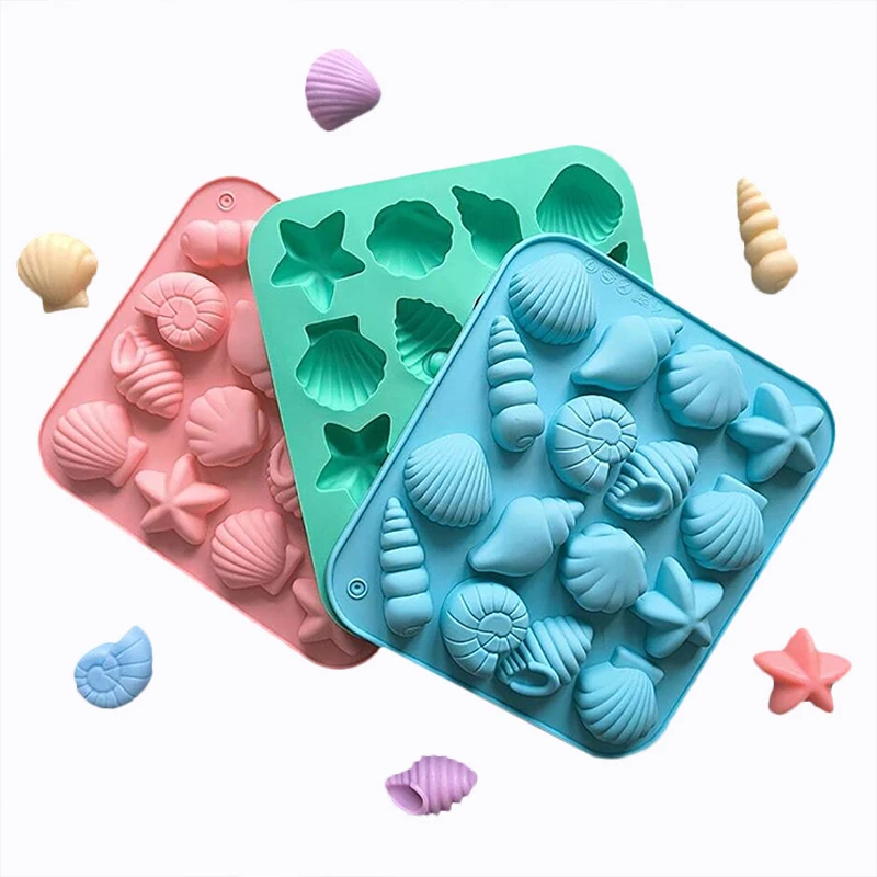 Seashell Silicone Mold Ocean Marine Starfish Conch Shell Cake Decoration Chocolate Candy Fondant Soap Crafts Making Resin Mold