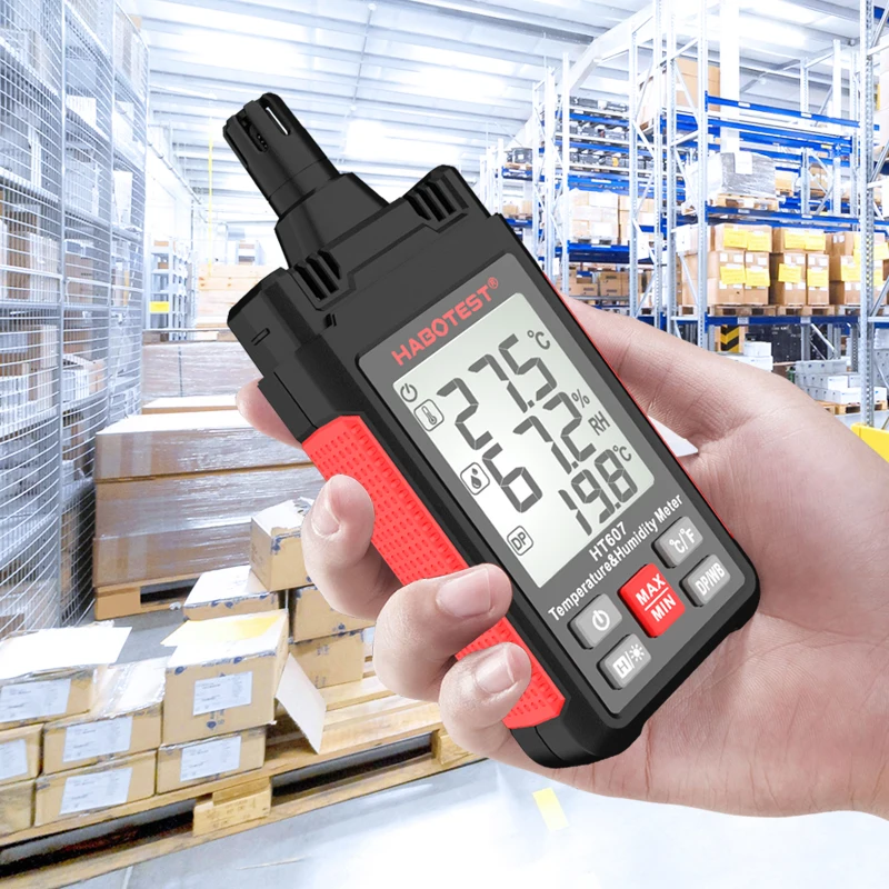 Psydigital portátil, medidor de umidade e temperatura industrial, hy, lcd, lâmpada úmida, ponto de condensação do ambiente