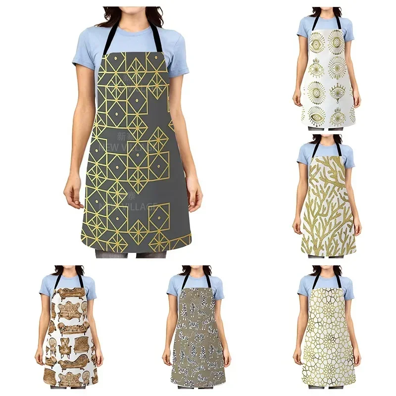 Cute Easter Bunny Printed Kitchen Apron for Adult Kid Cotton Linen Aprons Home Cooking Baking Waist Bib Pinafore Cleaning Tools