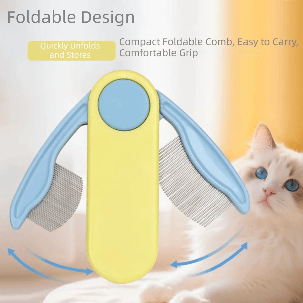Foldable Cat Flea Comb Double Sided Face Comb Dog Grooming Brush Multi-functional Dense Tooth Dog Beauty Comb Pet Grooming