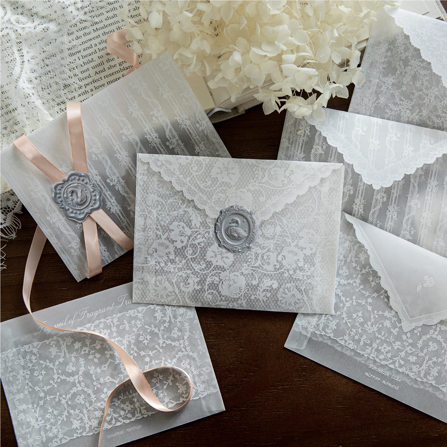 Morning Rain Romantic Lace Sulfuric Acid Paper Envelope High-End Exquisite Niche Design Handwritten Love Letter Sealing Sticker Set