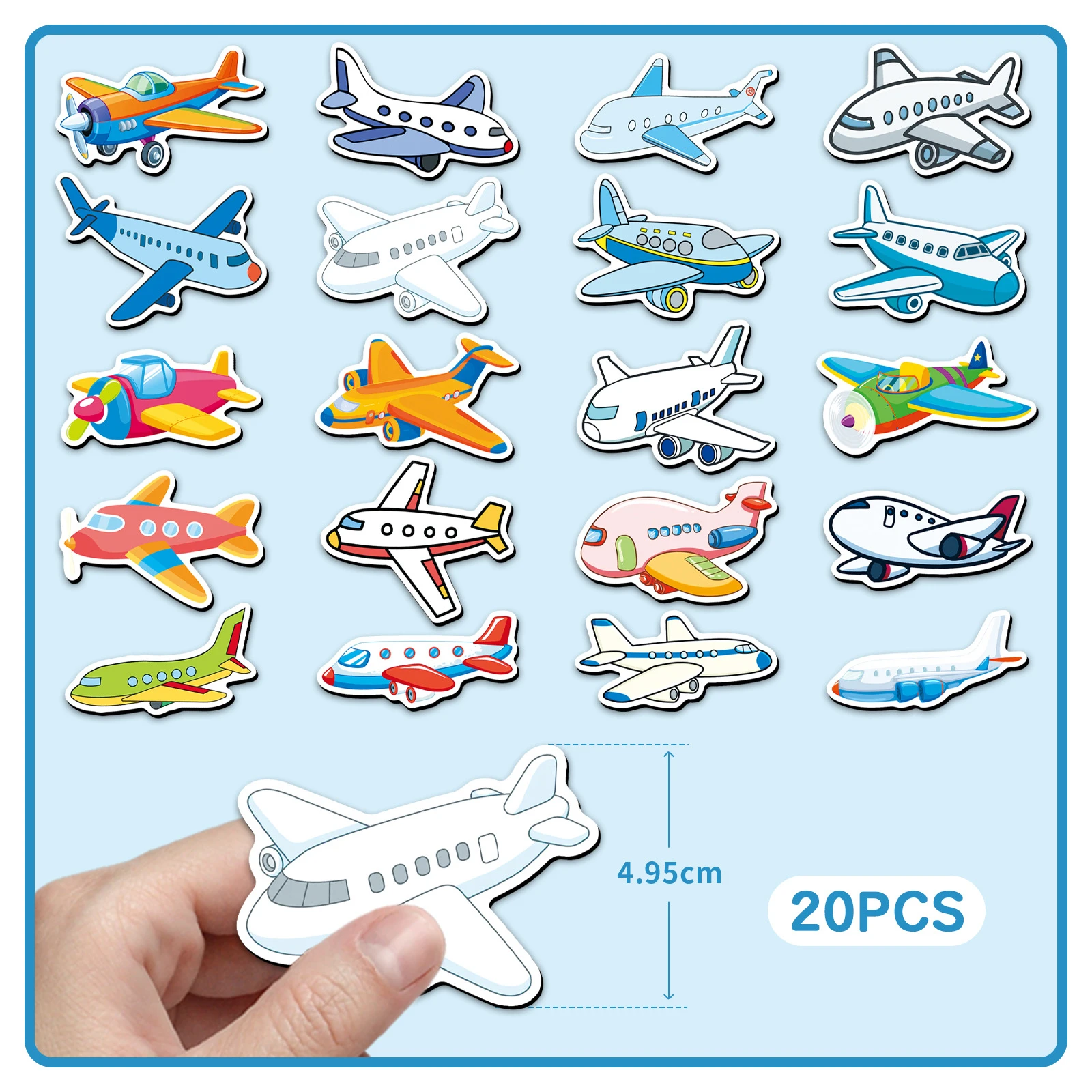 20pcs Cute Cartoon Aircraft Soft Magnet Refrigerator Magnets DIY Waterproof Magnetic Stickers for Creative Kitchen Decor