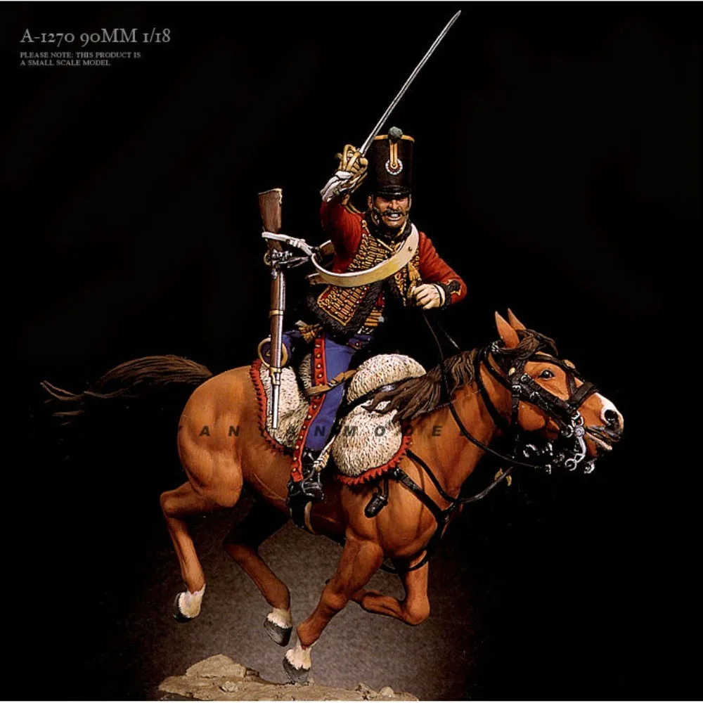 1/18 90mm Elite Cavalry Resin Figurines of Soldiers DIY Coloring Self-assembly Figurines Miniatures Crafts
