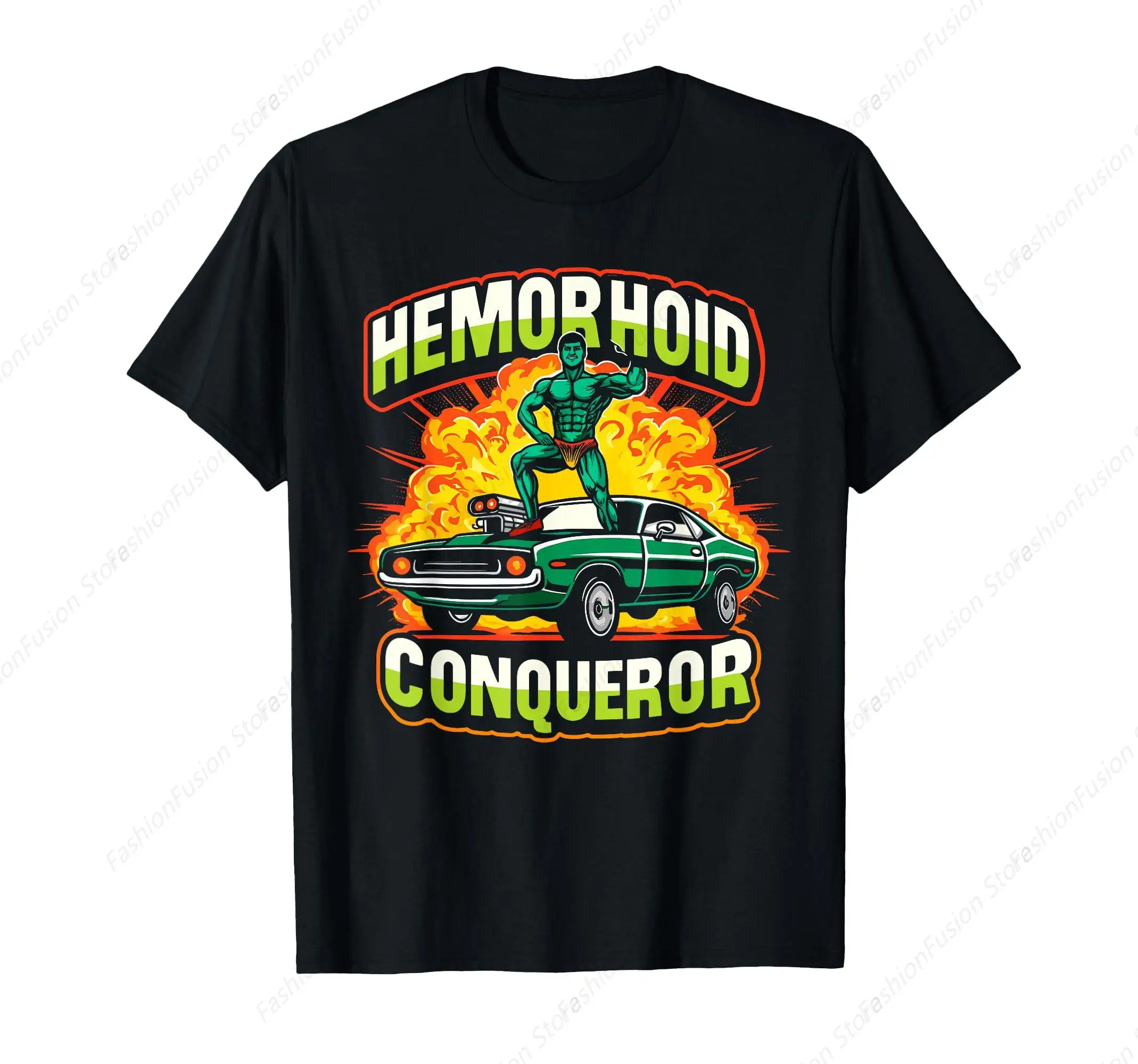 Hemorrhoid Conqueror Graphic Tshirt Funny Memes Weird Cringe Meme Lover T-Shirt Cotton O-Neck Short Sleeves for Daily Casual GYM