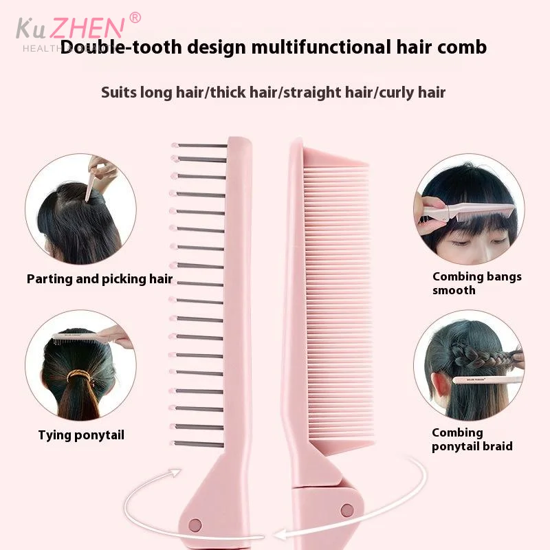 1PC Dual Function Foldable Travel Comb Anti-Static Curly Hair Tool Soft Teeth Detangling Portable For Girl Hair Styling Supplies