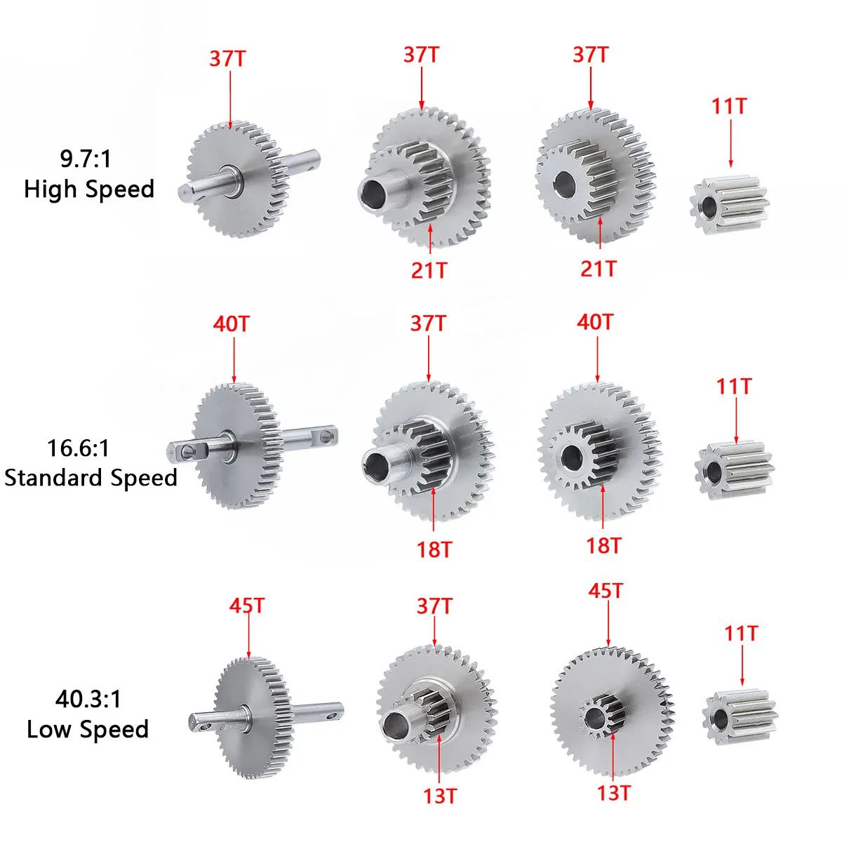 Stainless Steel TRX4M Overdrive Underdrive Transmission Gear Pinion Set for 1/18 RC Crawler Car TRX4-M Upgrade Parts