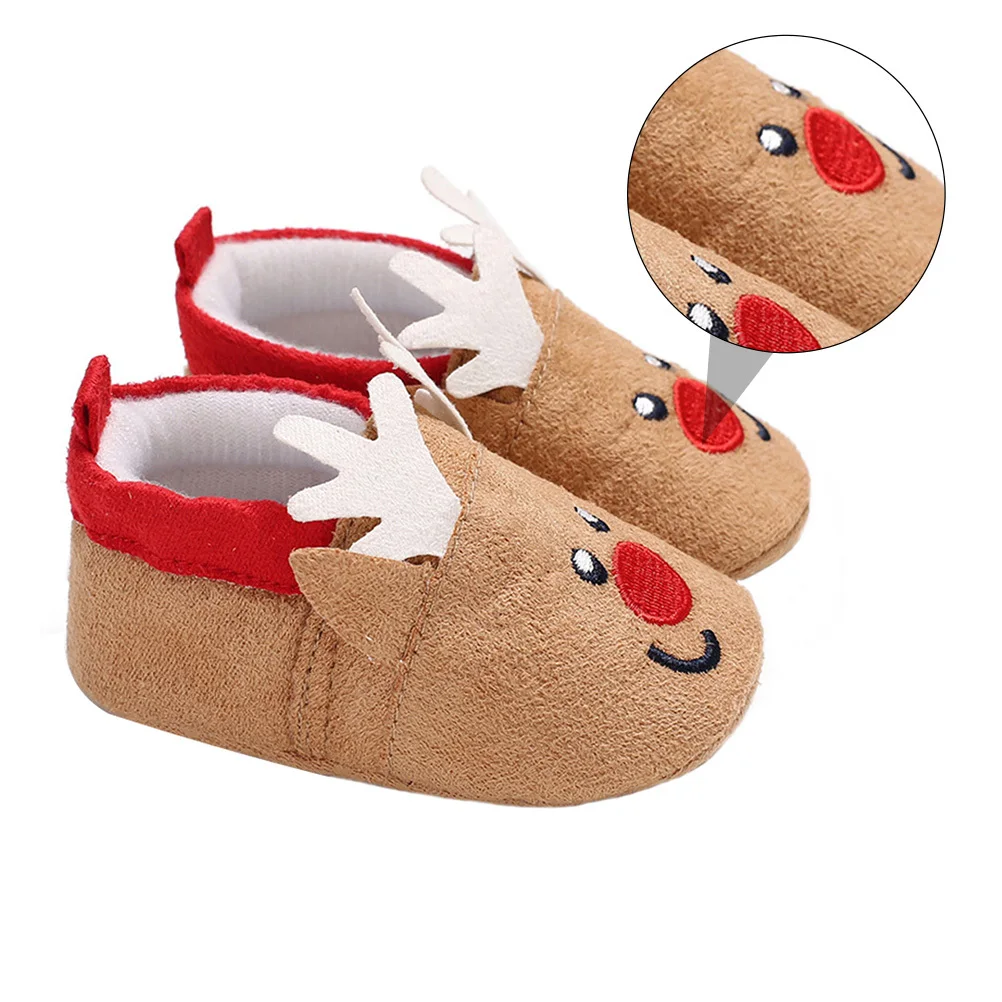 

1Pair Warm Baby Winter Shoes Christmas Styled Cotton Prewalker Nonskid Sole Baby Prewalkers Toddler Winter Shoes