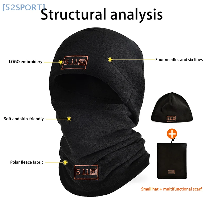 Winter Simple Polar Fleece Ski Balaclava Face Mask Neck Warmer Beanies Hat With Touch Screen Gloves Thermal Head Cover