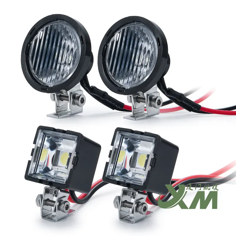 XM 1/10 Scale RC Crawler Square LED Headlights High Beam Lamps For SCX10 Rock Crawler Off Road Model Car Front Lighting