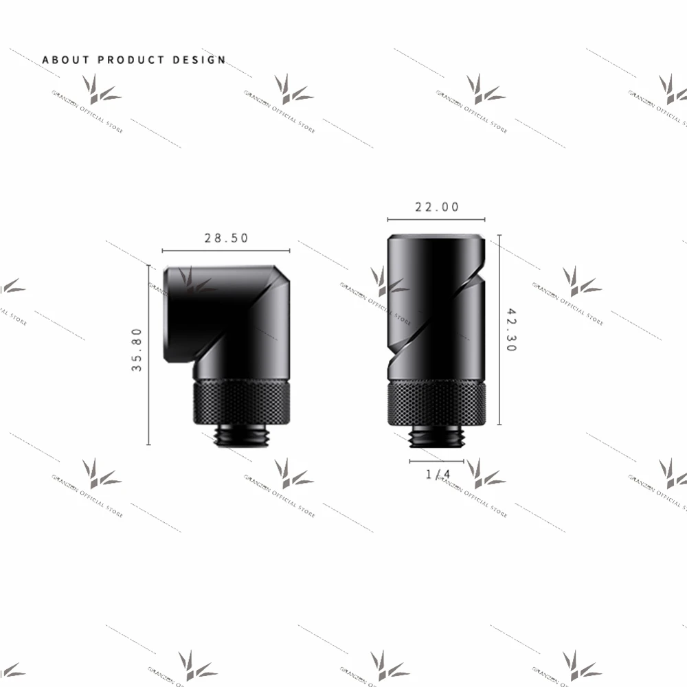 Granzon GD-SK G1/4''Multi-direction Rotary fittings 360 degree split water cooling fitting Adapter Male to Famale Connector