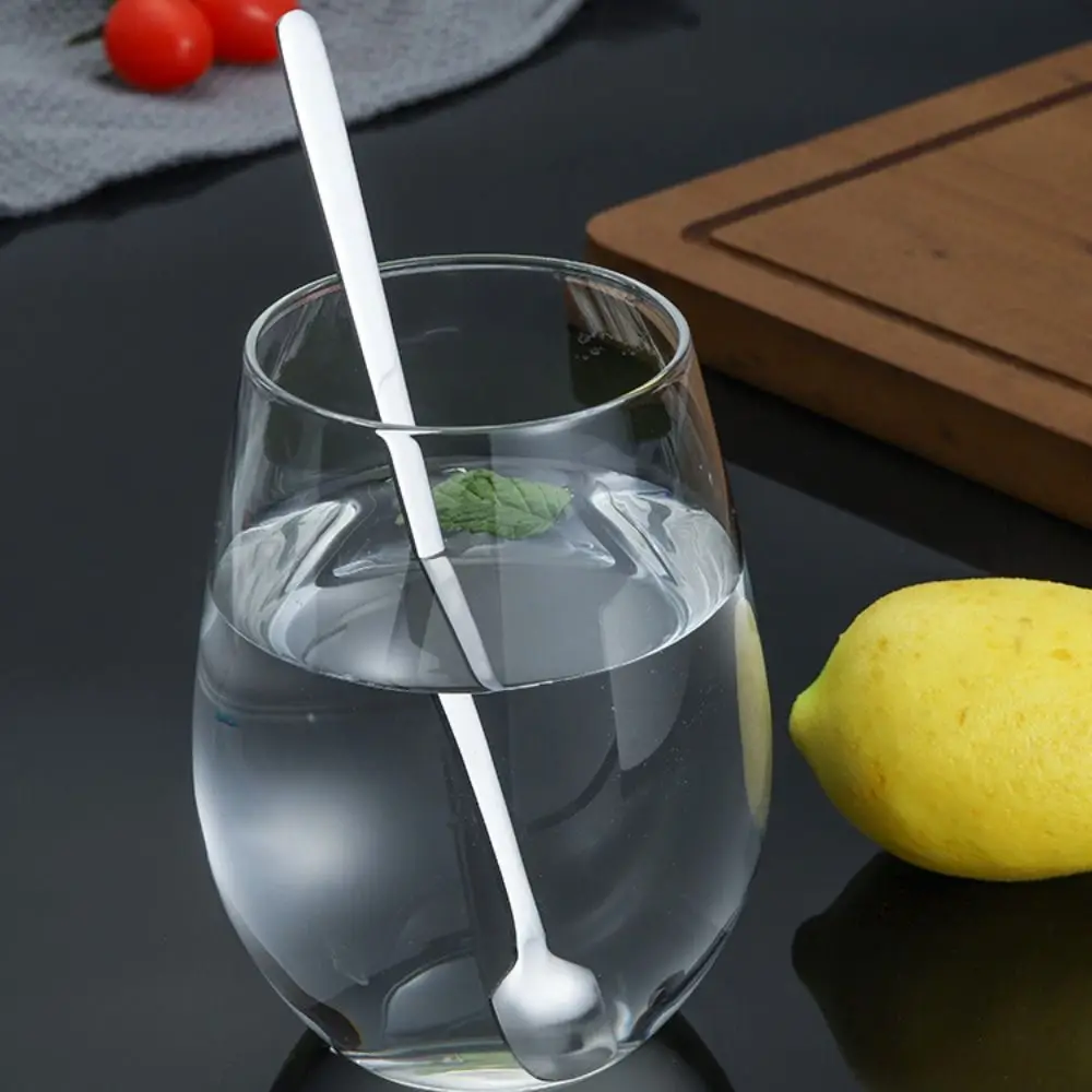 

5pcs Tableware Long Handle Square Teaspoon Stainless Steel Silver/gold Coffee Stirring Spoons Dessert Scoops Ice Cream