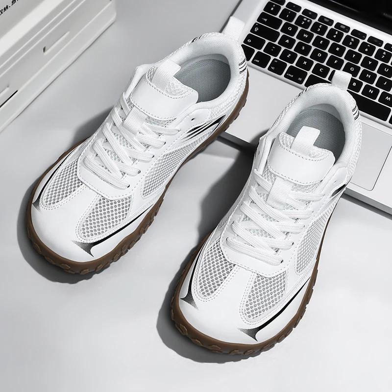 Moipheng Couples Hiking Shoes For Women Running Shoes Cushioning Mesh Breathable Anti-slip Casual Man's Platform Sneakers White_voghion.com