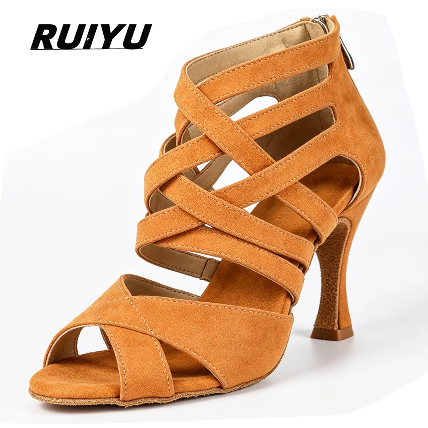 Women's Yellow Suede Latin Dance Shoes – High Heel Salsa, Tango & Ballroom Party Shoes for Indoor & Outdoor Use