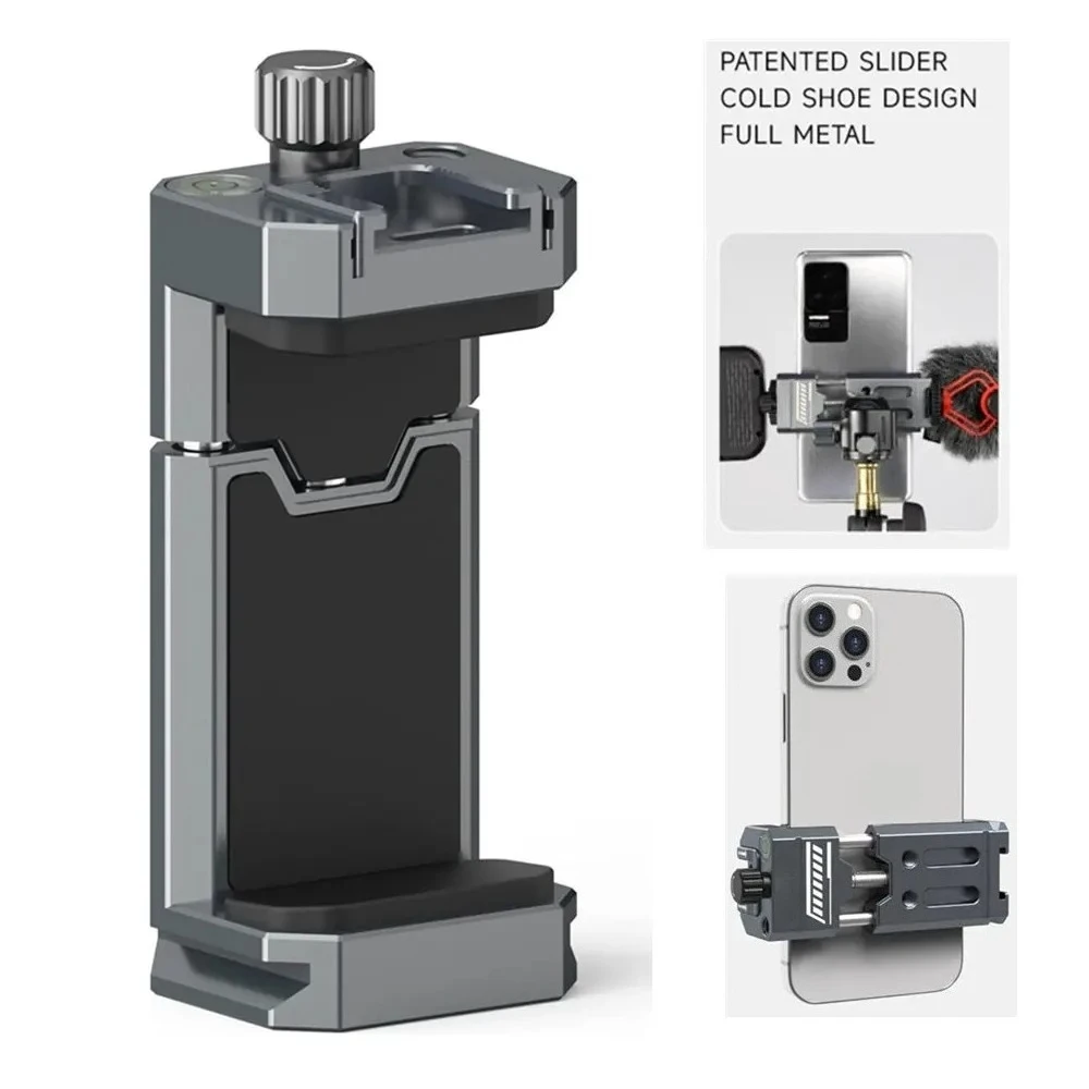 Metal Phone Tripod Mount ARRI Locating Holes Arca Quick Plate Clamp for iPhone 15 14 13 12 11 Samsung