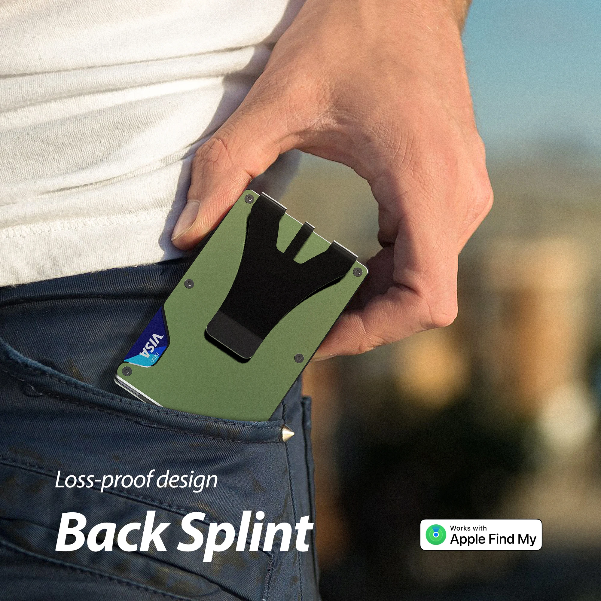 Wallet With Built In Airtag Chip, Rfid Blocking Credit Card Holder, Slim Wallet For Men, Compatible With Apple Find My ios Only