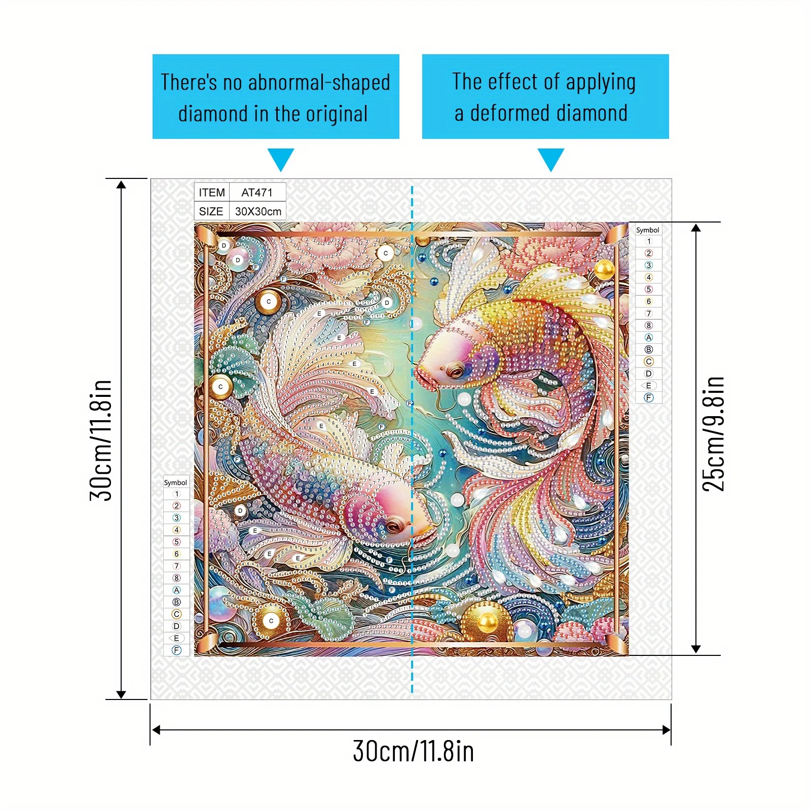 DIY Colorful Koi Fish 5D Special Shape Diamond Art Kits for Beginners,Diamond Art Painting Kits for Home Wall Decoration Gift