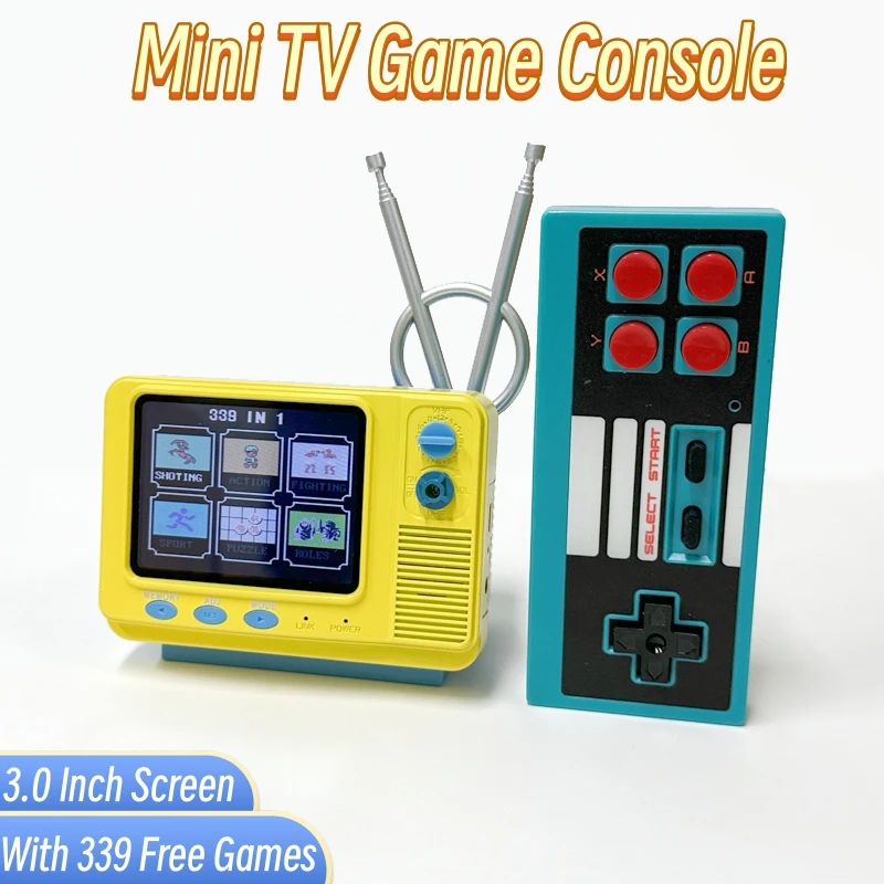 3.0 inch Screen Mini TV Game Console With 339 Free 8bit Games Desktop Portable Video Game Console With One Wireless Controller