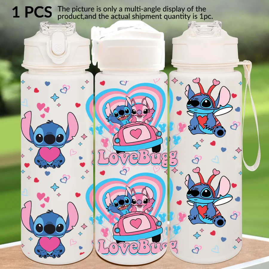 1 Stück Disney, Stitch, Love bedruckt 23–32 Unzen verschiedene Kunststoff-Wasserflaschen tragbare Sport-Wasserbecher Geburtstagsgeschenke