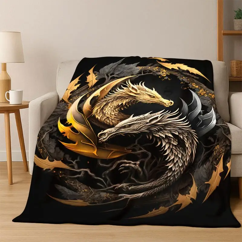 Yin Yang Symbol Chinese Tai Chi Flannel Blanket Soft Warm Throw Blanket for Bedroom Living Room Bed Travel Camping Picnic Gift