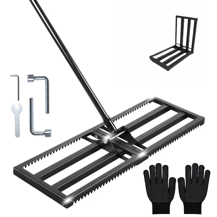 

Выравнивающие грабли с зубцами, выравниватель заземления в дворе 30x10, сверхмощный выравниватель, противоскользящий гладкий край, 1677 Регулируемый, для песка, верхняя часть