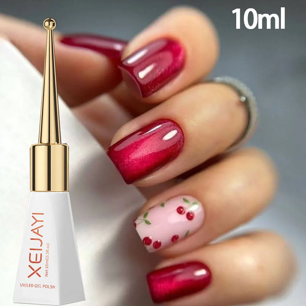 

10ml Cherry Cat Eye Nail Polish 0.34oz Super Sparkling Glitter Cat Magnetic Gel Nail Polish Soak Off UV Red Cat Eye Nail Gel Y%4