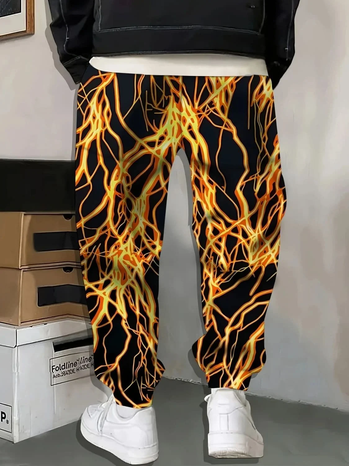 Spring and Autumn Hot Selling Creative Flame Pattern 3D Printed Pants for Boys Handsome and Fashionable Sports Pants
