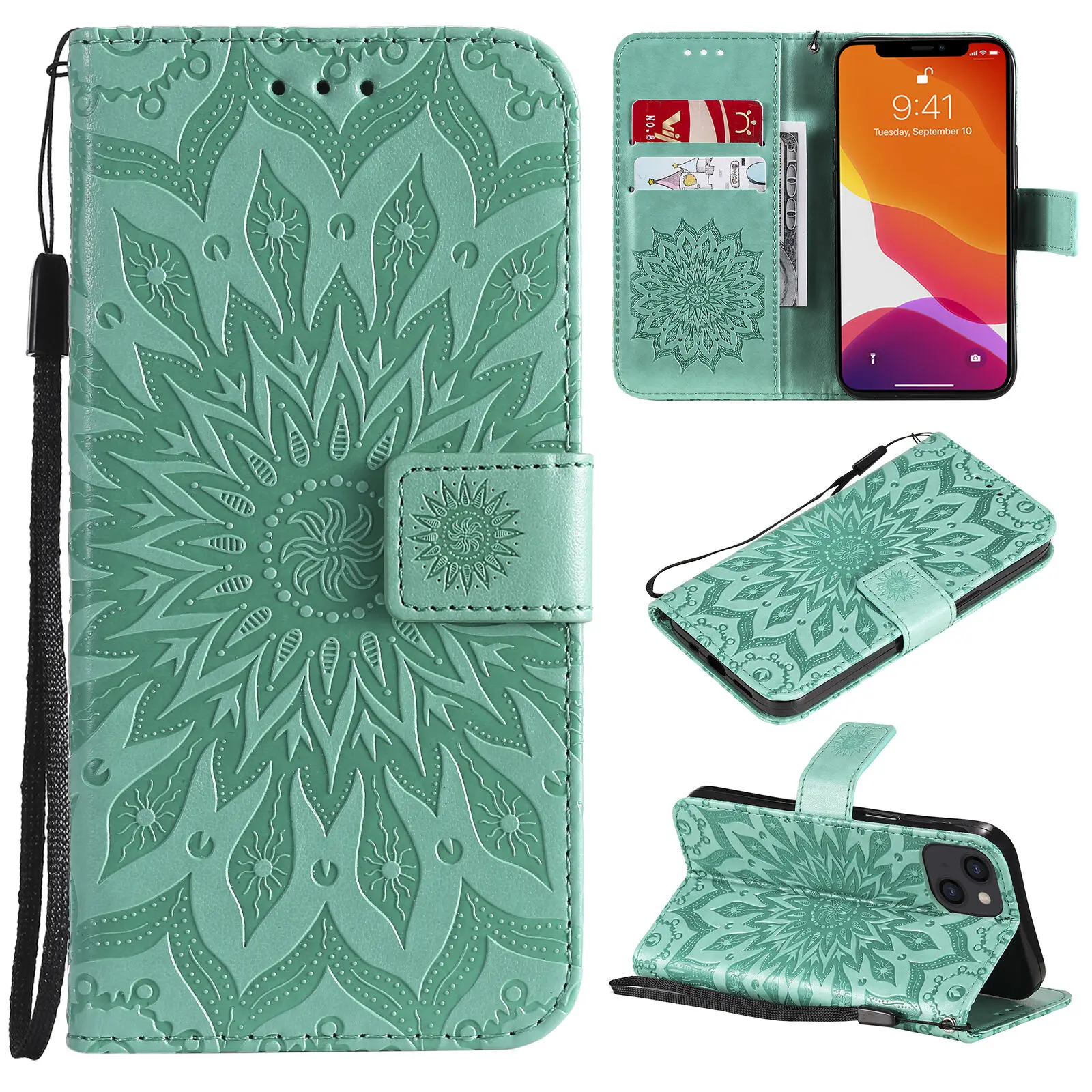 Sunflower Totem Case For Xiaomi Mi 10 10T 11 11T 12 12T 13 13T 14 Lite Pro Ultra 5G Flip Card Slot Leather Phone Book Cover