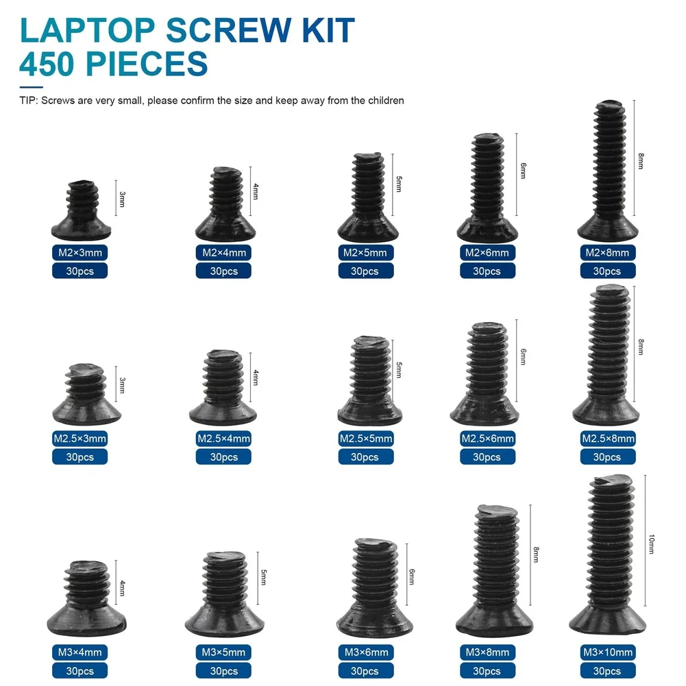 Machine Screws Computer Screws Repair Kit Multi-size Set Carbon Steel Countersunk Head Recessed Head Grade 4.8