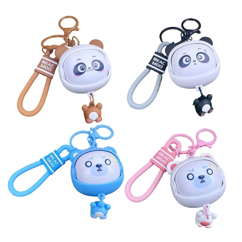 Panda Keychain Phone Strap with Rotating Face Design ABS Material Multiple Color