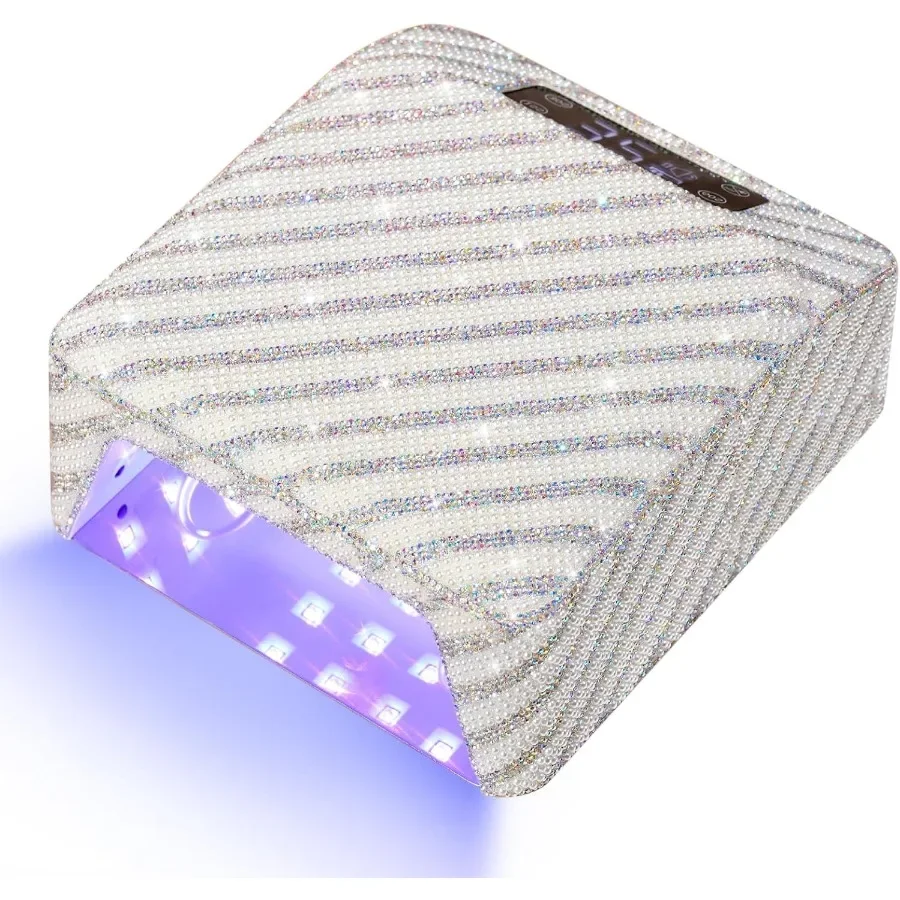

UV LED Nail Lamp 96W Rechargeable Nail Dryer Sparkly Gel Polish Light 4 Timer Setting Professional Quick Dry Curing Lamp with D