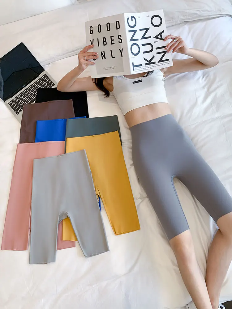 Five-Quarter Sharkskin Shorts Women's Summer Thin Fitness Yoga Riding Pants Seamless Anti-Light Running Base Layer Shorts