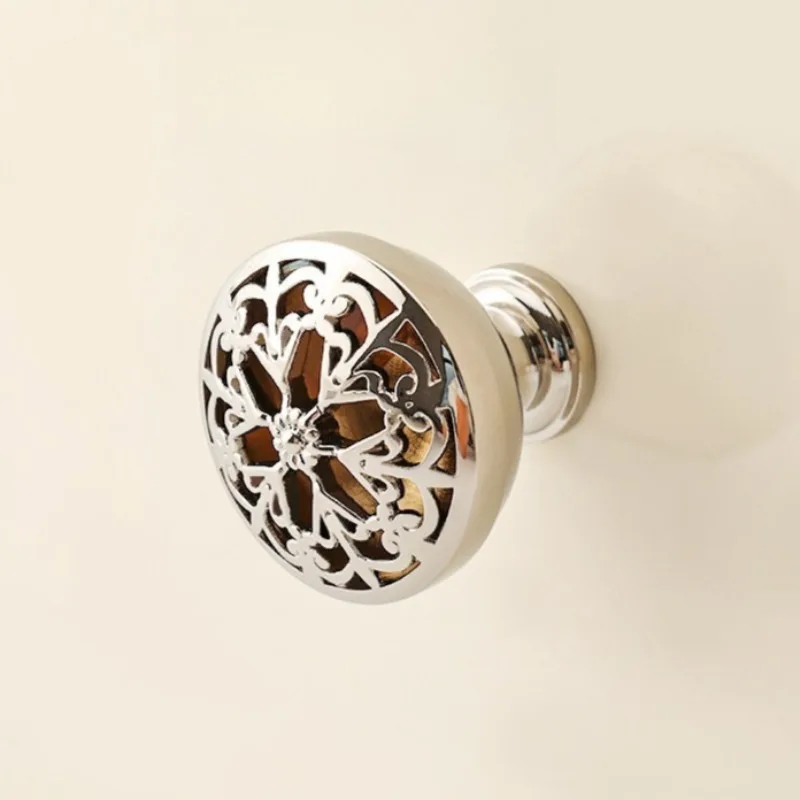 Hollow titanium silver brass French wardrobe door handle