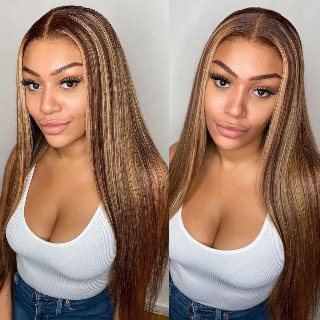 

P427 Glueless wig human Hair highlight 100% HD Lace Frontal Wig 13x6 Straight Wigs pre plucked Brazilian Wigs For Women Choice