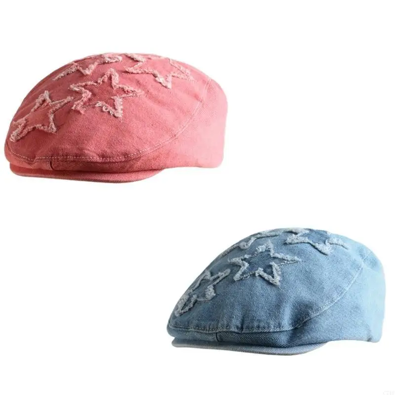 C71F موزع الصحف قبعة النساء فتاة الكورية الخمس نجوم مدببة طباعة قبعة في الهواء الطلق الشارع صور قبعة قبة قبعة التسوق Sunproof #2