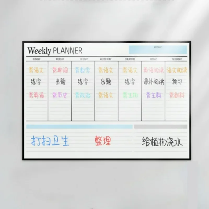 Calendário Magnetic Whiteboard for Fridge, Dry Erase, Home Planner, Memo Message Board, Kid's Course, A3