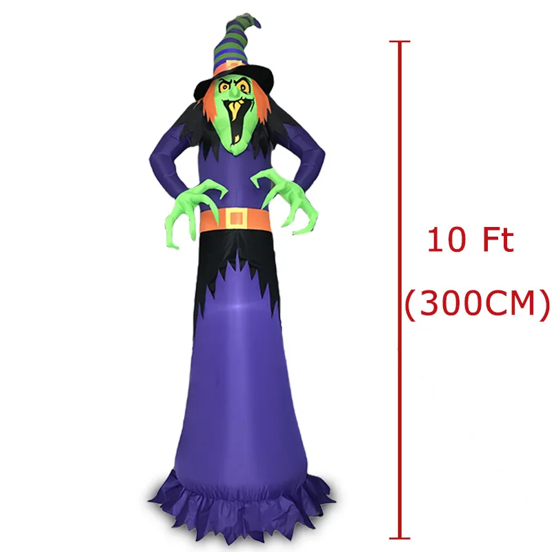 

3m High Halloween Weather Mold LED Luminous Horror Inflatable Witch Courtyard Party Decoration Supplies Ornaments