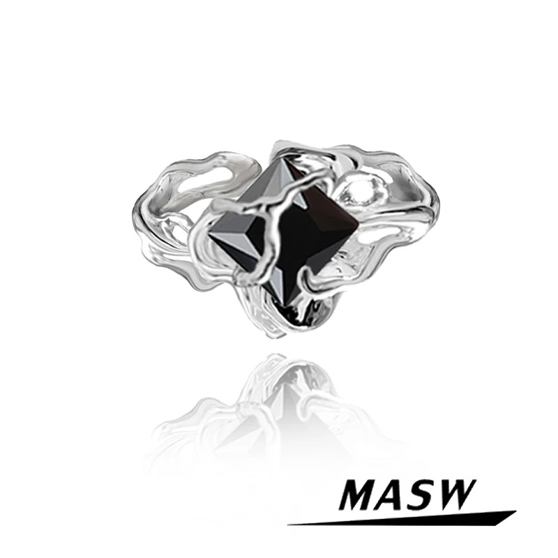 MASW Original Design Glass Rings Luxury Temperament High Quality Copper Open Adjustable Rings For Women Jewelry Men Gift