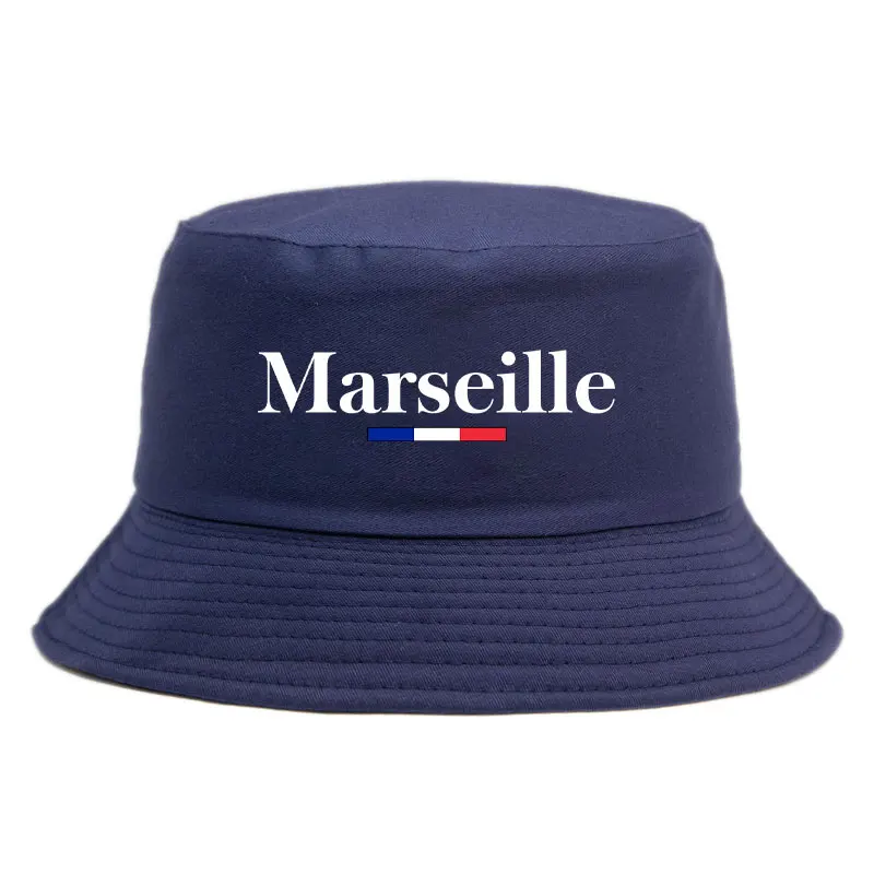 Marseille Bucket Hat Woman Man Outdoor Sun Beach Summer Cotton Fisherman Cap Girl Boy France Logo Bonnet Bob Adult Solid Sun Hat