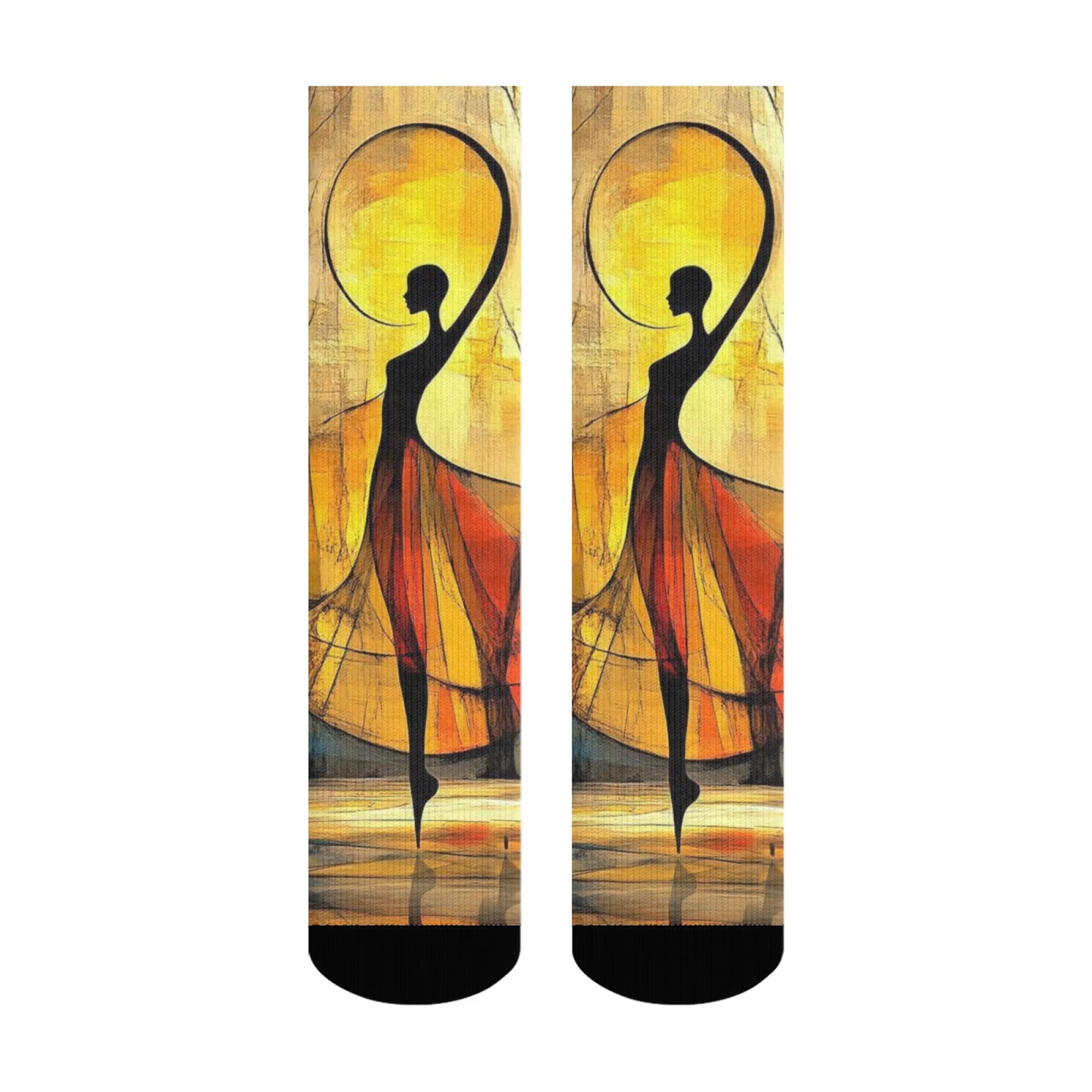 صورة ظلية لراقصة الجوارب الرجالية جوارب الهالوين السعيدة هدية الجدة متعة جوارب ضغط ريترو ستايل موضة جوارب رياضية