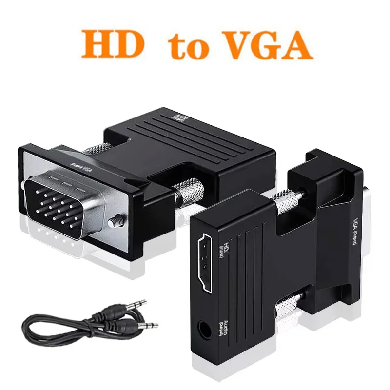 HDMI-compatible Female To VGA Male Converter Adapter HDTV to VGA With 3.5mm Audio Cable For Monitor Projector Laptop PC Computer