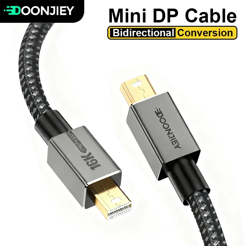 16K Mini DisplayPort to Mini DP Cable DisplayPort 2.1 Bi-Directional 8K120Hz Video Cable 80Gbps for  MacBook Gaming Monitor