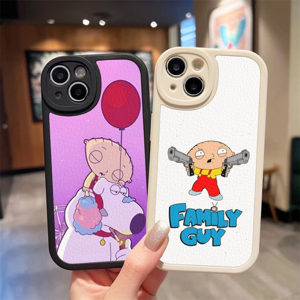 Family Peter Griffin Cartoon Phone Case For Iphone 16 15 14 Pro Max 13 12 11 Mini Xs Puls Lambskin Silicone Cover