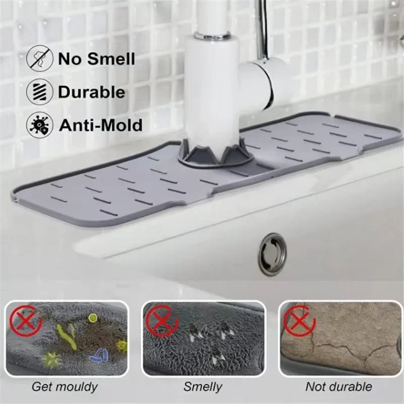 Faucet Drain Pad Sink Silicone Anti-splash Anti-sprinkle Leak Pad Kitchen Bathroom Waterproof Drying Countertop Protector