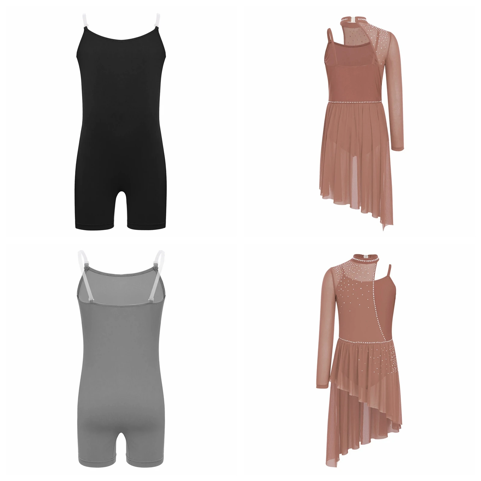 Basic Undergarment Girls Nude Leotard Sleeveless Ballet Dance Leotard Gymnastics Figure Skating Practice Performance Bodysuits